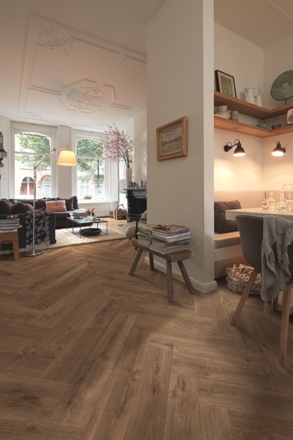 De Heritage pvc vloer van Hamat heeft volgens de leverancier een authentieke houtlook dankzij de matte uitstraling. 