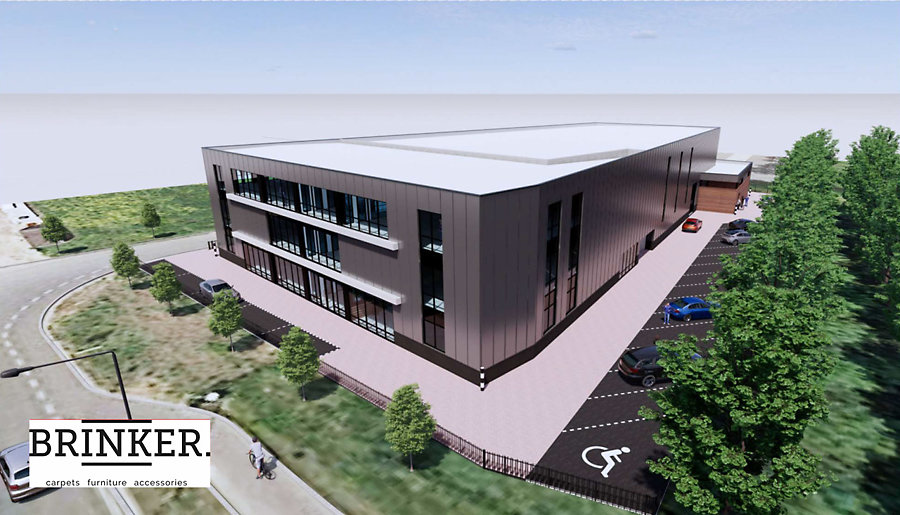 Artist impression van de voorzijde van het nieuwe pand van Brinker