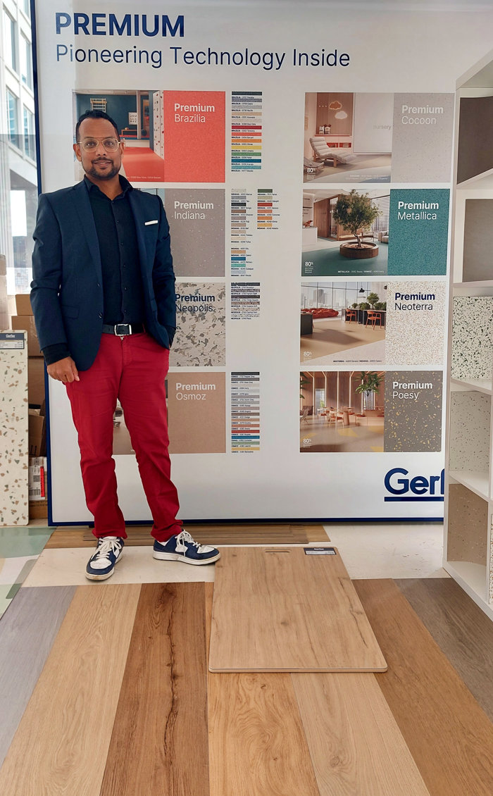 Luuk Peters toont de vernieuwde collectie Premium waaraan de dessin Cocoon en Neoterra zijn toegevoegd